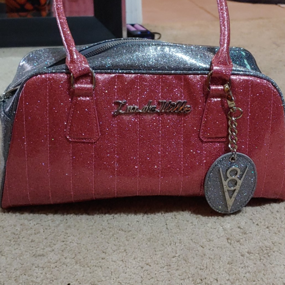 Lux De Ville pink/silver sparkle handbag